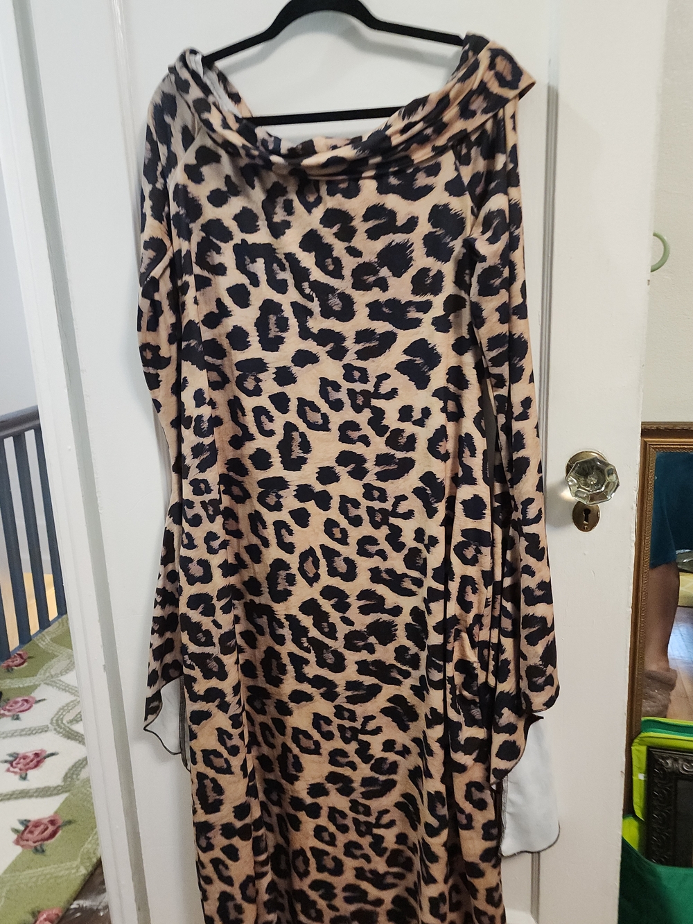 Leopard Print Drape Dress - Tan & Black